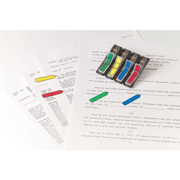 Клейкие закладки Post-it Professional пластиковые 4 цвета по 24 листа 11.9х43.2 мм в диспенсерах