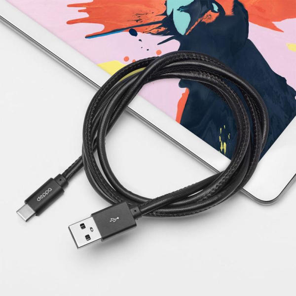 Кабель Deppa Leather USB A  - USB Type-C 1.2 метра (72270)