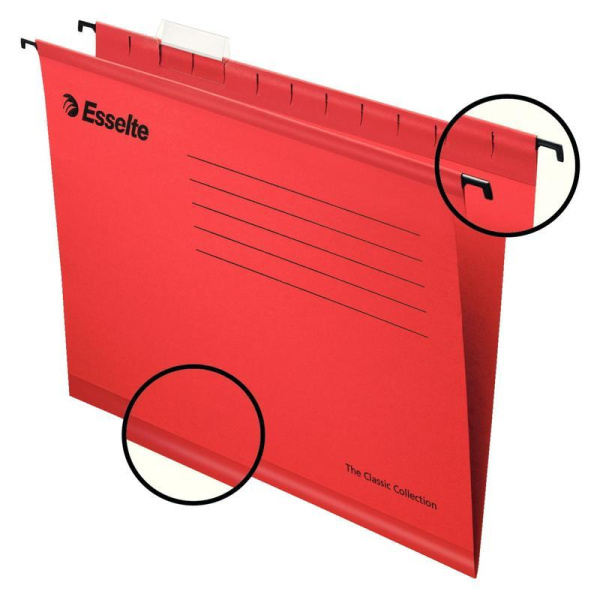 Подвесная папка Esselte Standart А4 до 250 листов красная (25 штук в упаковке)