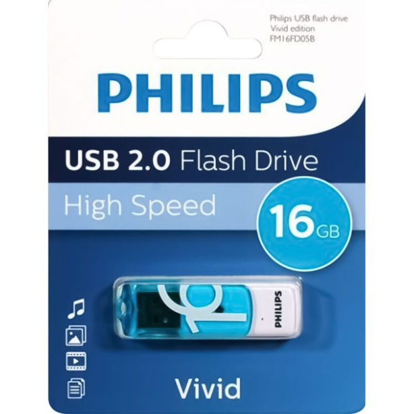 Флешка USB 2.0 16 ГБ Philips VIVID 2.0 (FM16FD05B/97)