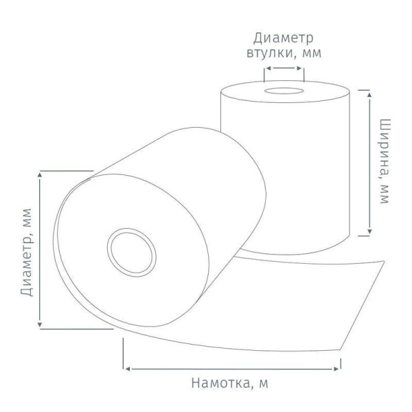 Чековая лента из термобумаги 80 мм (диаметр 68-70 мм, намотка 69 м,  втулка 18 мм, 48 штук в упаковке)