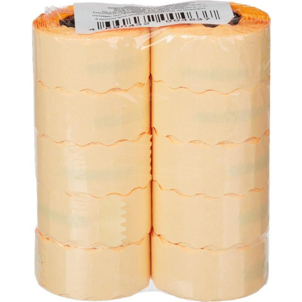 Этикет-лента волна оранжевая 26х12 мм (10 рулонов по 1000 этикеток)
