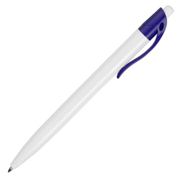 Ручка шариковая одноразовая автоматическая Какаду синяя (белый/синий корпус, толщина линии 0.5 мм)