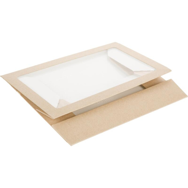 Контейнер бумажный OSQ TABOX 1000 крафт с окном (25 штук в упаковке)