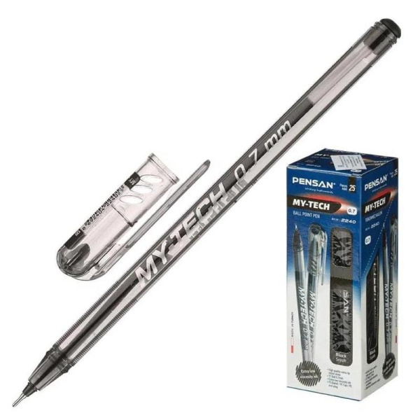 Ручка шариковая неавтоматическая Pensan My-Tech черная (толщина линии   0.35 мм)