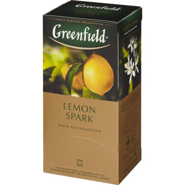 Чай Greenfield Lemon Spark черный с лимоном 25 пакетиков
