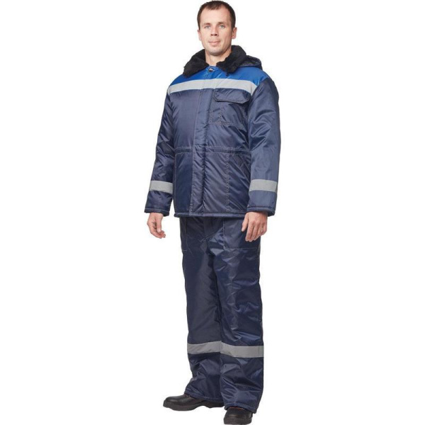 Куртка рабочая зимняя мужская з32-КУ с СОП синяя/васильковая из ткани  оксфорд (размер 40-42, рост 158-164)