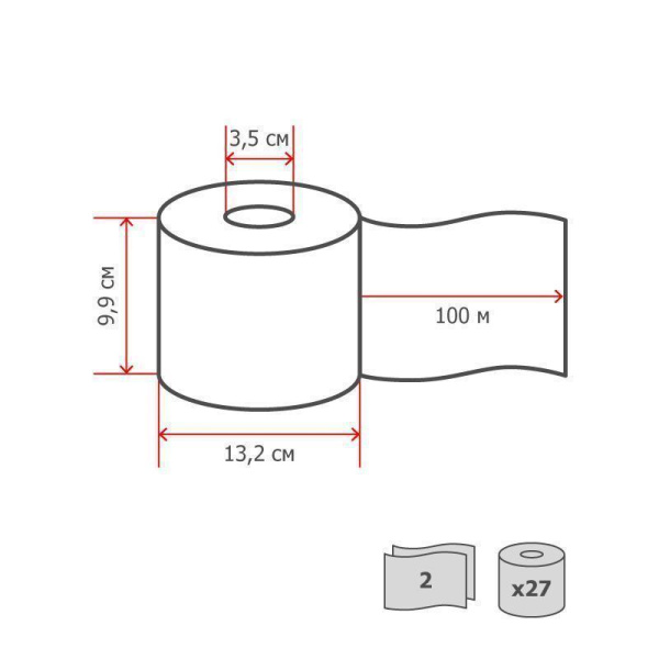 Туалетная бумага в рулонах Tork Mid-size Advanced T6 127530 2-слойная 27 рулонов по 100 метров