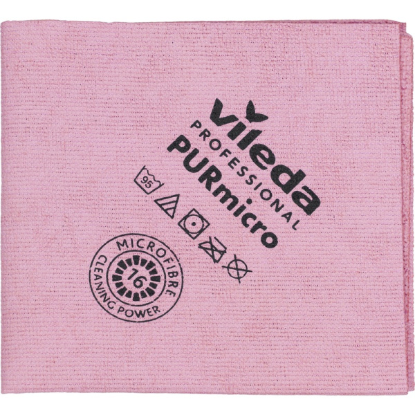 Салфетки хозяйственные Vileda Professional ПУРМикро микрофибра 38x35 см  260 г/кв.м красные (5 штук в упаковке)