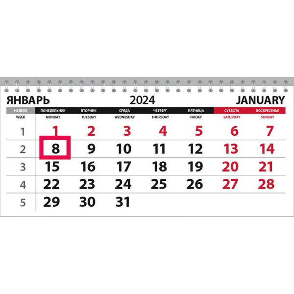 Календарь настенный 3-х блочный 2024 год Трио Символ года Гибкость  (29.7x69.5 см)