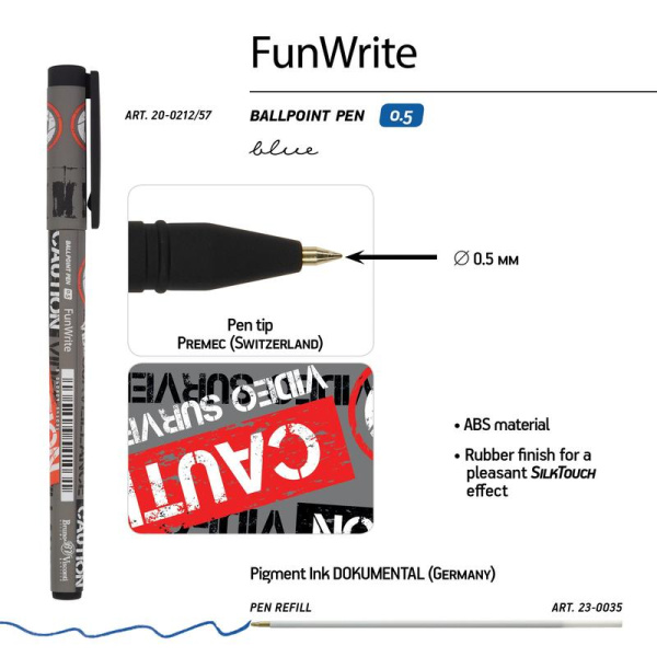 Ручка шариковая неавтоматическая Bruno Visconti FunWrite Video camera  синяя (толщина линии 0.38 мм)