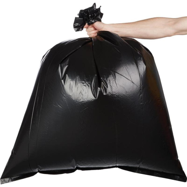 Мешки для мусора на 160 литров черные (80 мкм, в рулоне 10 штук, 90х110 см)