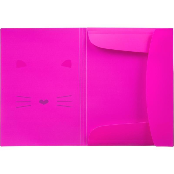 Папка на резинках №1 School Kitty А4 18 мм пластиковая до 200 листов  розовая (толщина обложки 0.45 мм)