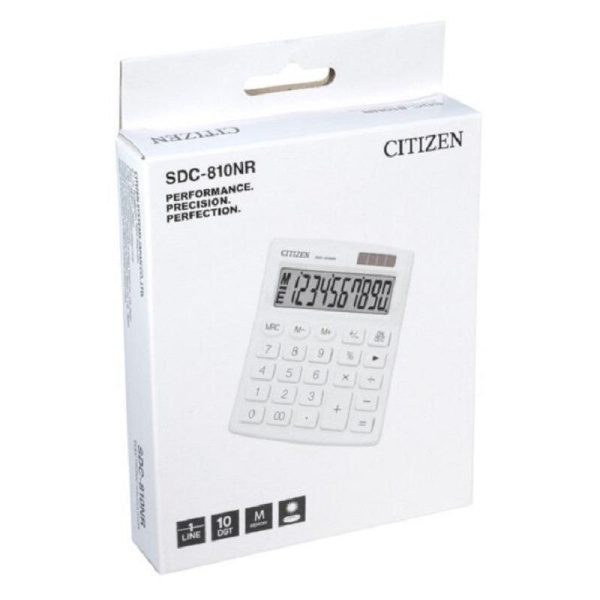 Калькулятор настольный компактный Citizen SDC810NRWHE 10-разрядный белый