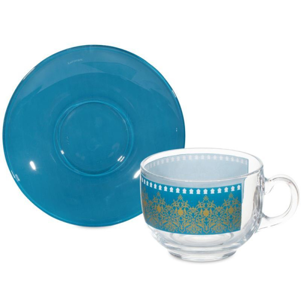 Набор чайный Luminarc Bagatelle Turquoise Q8812 на 6 персон стекло (6  чашек 220 мл, 6 блюдец 14 см)