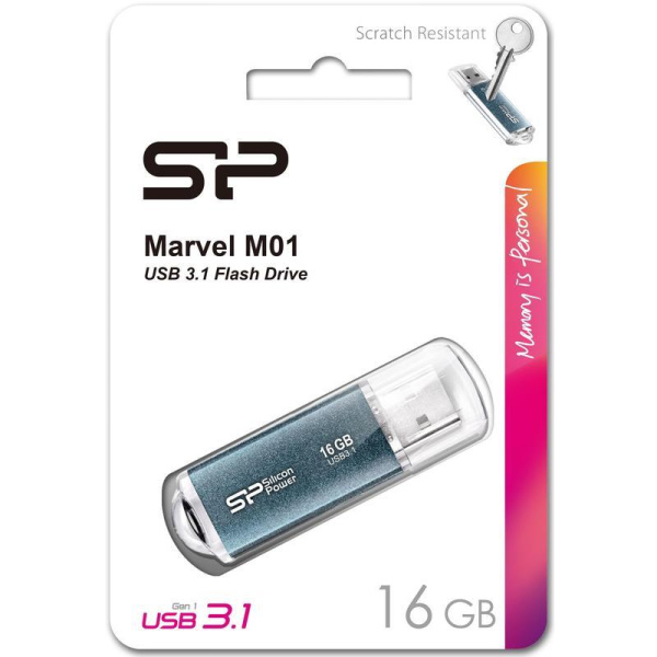 Флеш-память Silicon Power Marvel M01 16 Gb USB 3.1 серебристая