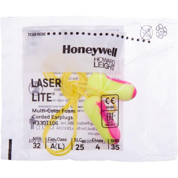 Беруши одноразовые Honeywell Laser Lite со шнурком (артикул производителя 3301106)