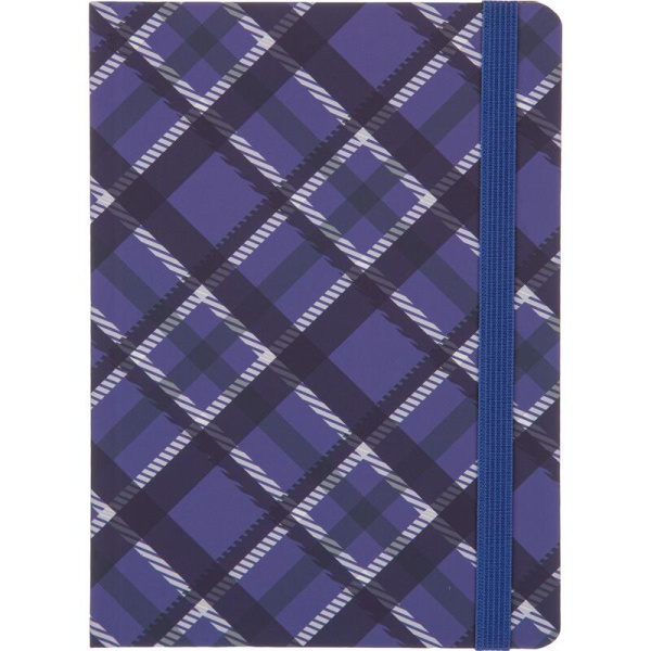 Ежедневник недатированный Attache Tartan 7БЦ Soft Touch А5 128 листов синий с  фиксирующей резинкой