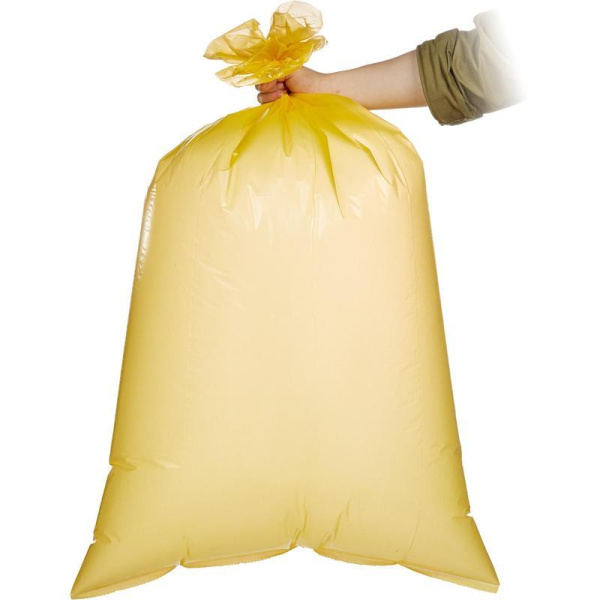 Мешки для мусора на 120 л Премиум желтые (ПВД, 35 мкм, в рулоне 10 шт, 70х110 см)