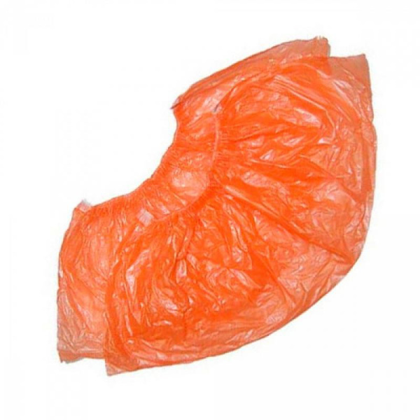 Бахилы одноразовые полиэтиленовые стандартной плотности 20 мкм оранжевые  (2.5 г, 1500 пар в упаковке)
