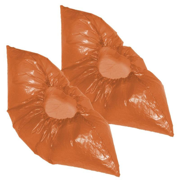 Бахилы одноразовые полиэтиленовые повышенной плотности 35 мкм оранжевые  (3,5 г, 50 пар в упаковке)