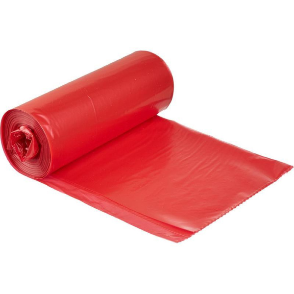 Мешки для мусора на 120 л Премиум красные (ПВД, 35 мкм, в рулоне 10 шт, 70х110 см)