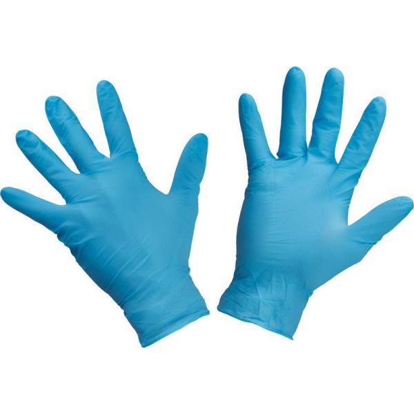 Перчатки одноразовые Paclan нитриловые неопудренные синие (размер L, 100 штук/50 пар в упаковке)