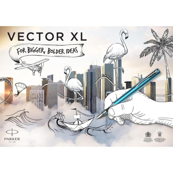Ручка перьевая Parker Vector XL цвет чернил синий цвет корпуса черный  металлик (артикул производителя 2159749)