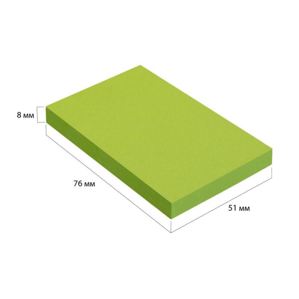 Стикеры Hopax Stick'n 51x76 мм неоновые зеленые (1 блок, 100 листов)