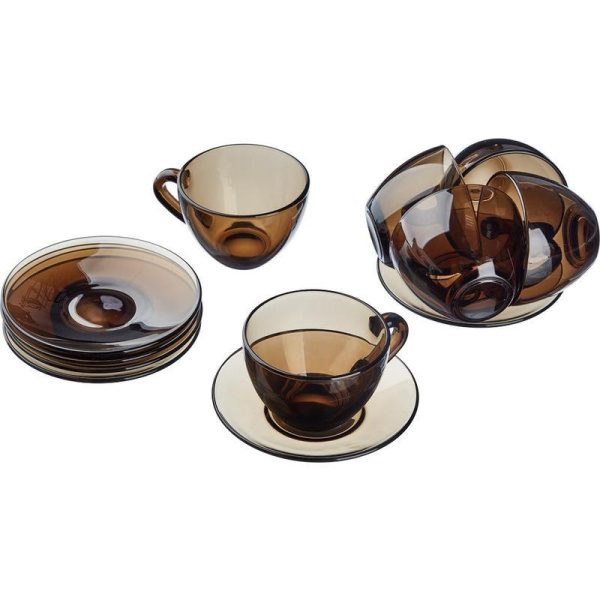 Сервиз чайный Attribute Симпли Эклипс (J1261) на 6 персон стекло(6 чашек 220 мл, 6 блюдец)
