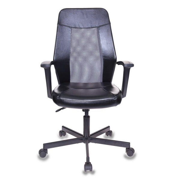 Кресло офисное Easy Chair 225 серое/черное (искусственная  кожа/сетка, металл)
