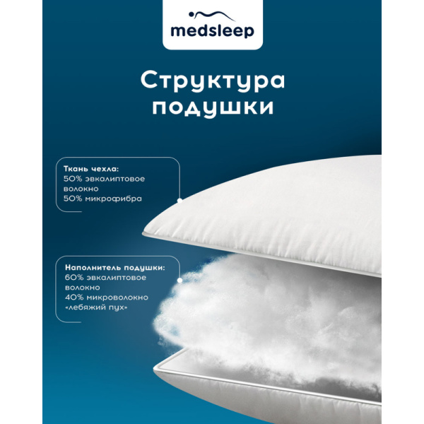 Подушка Medsleep Tree of Life 70х70 см эвкалиптовое волокно и  микроволокно/микрофибра и тенсель