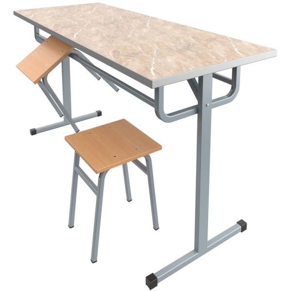 Стол обеденный под табурет (мрамор бежевый/серый, 1500х700х760 мм)
