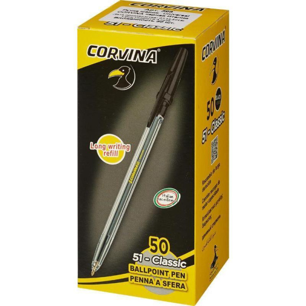 Ручка шариковая Universal Corvina черная (толщина линии 0.7 мм)
