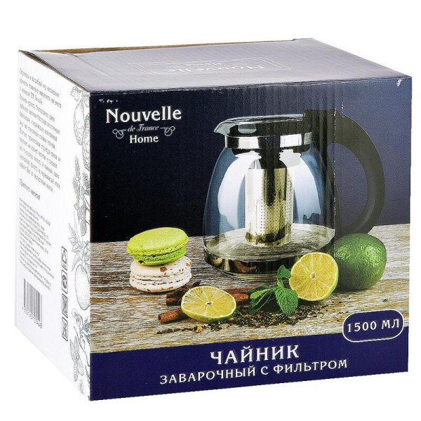 Чайник заварочный Nouvelle Home 5261007 стеклянный 1500 мл