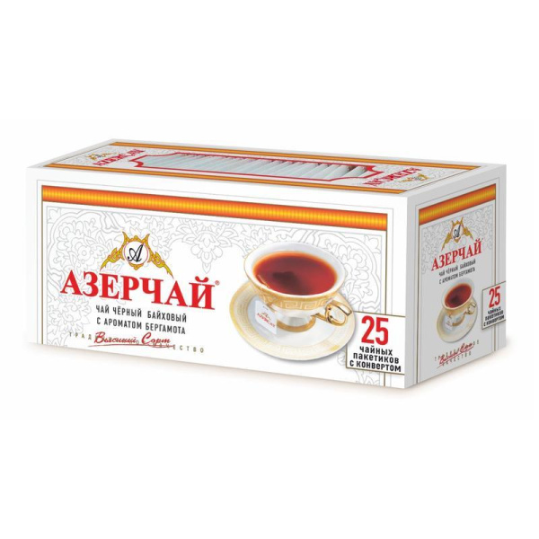 Чай Азерчай черный с бергамотом 25 пакетиков