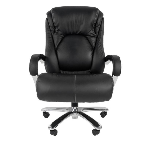 Кресло для руководителя Chairman 402 черное (натуральная кожа с компаньоном, металл)