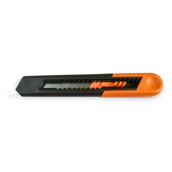Нож канцелярский Альфа с фиксатором оранжевый (ширина лезвия 18 мм)