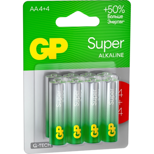 Батарейка AA пальчиковая GP Super (8 штук в упаковке)