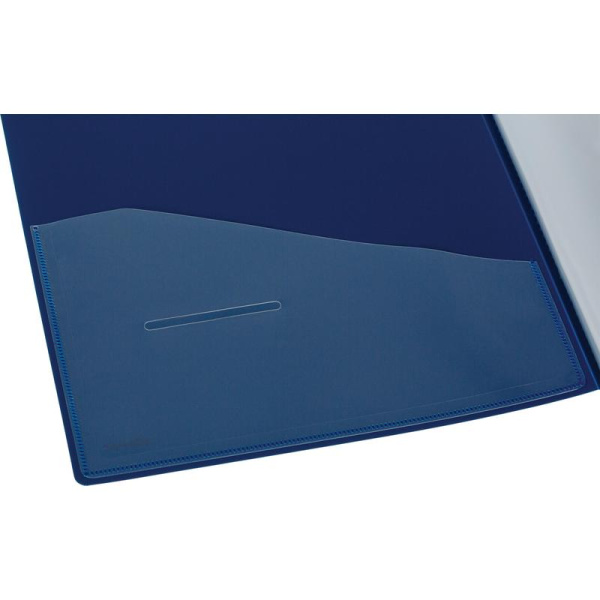 Папка файловая на 20 файлов Комус Шелк A4 16 мм синяя (толщина обложки 0.7 мм)