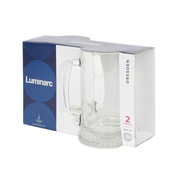 Набор кружек для пива Luminarc Dresden стеклянные 500 мл (2 штуки в  упаковке)