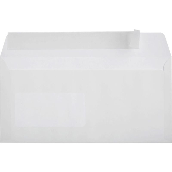 Конверт почтовый Ecopost Е65 (110x220 мм) белый удаляемая лента правое окно (1000 штук в упаковке)