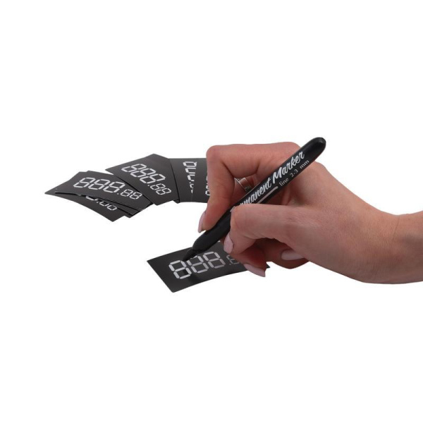 Ценникодержатель на крючок с бумажными трафаретами (70х39 мм, маркер, артикул поставщика 202382)