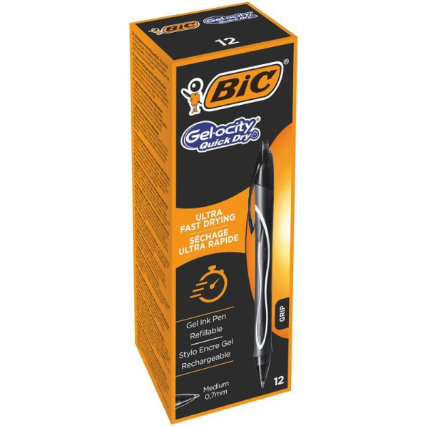 Ручка гелевая автоматическая Bic Gelocity Quick Dry черная (толщина линии 0.35 мм)