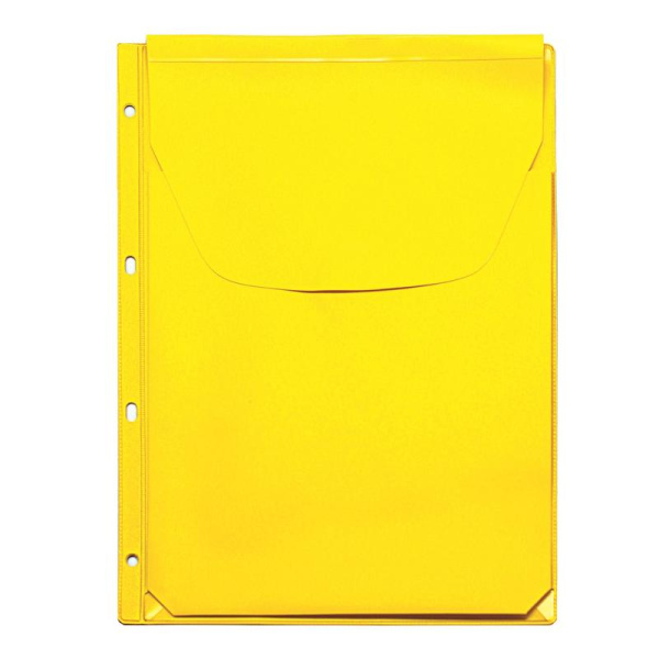 Файл-вкладыш с расширением и клапаном Комус А4 желтый/зеленый/синий гладкий 3 штуки в упаковке