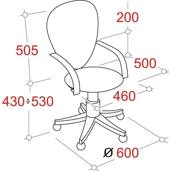 Кресло для оператора EChair-316 черное/оранжевое (ткань/сетка/пластик)