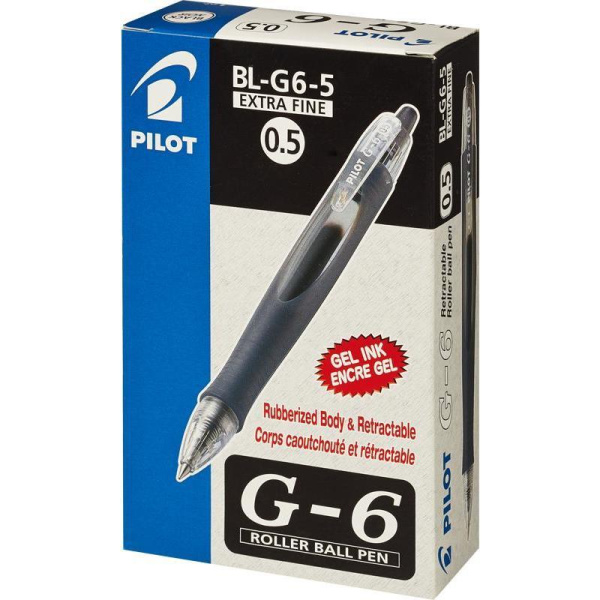 Ручка гелевая автоматическая Pilot BL-G6-5 черная (толщина линии 0,3 мм)