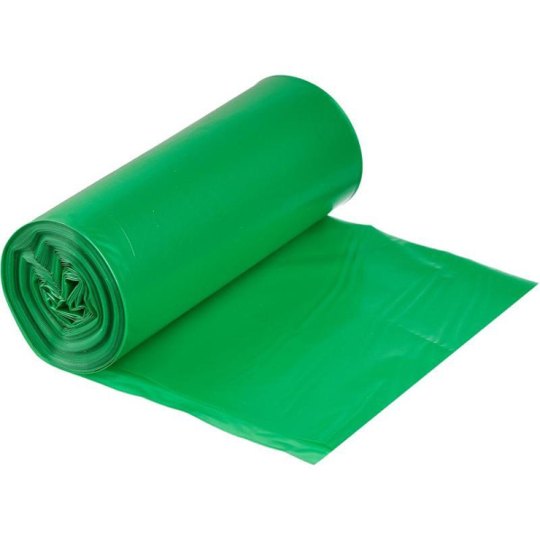 Мешки для мусора на 120 л Премиум зеленые (ПВД, 35 мкм, в рулоне 10 шт, 70х110 см)