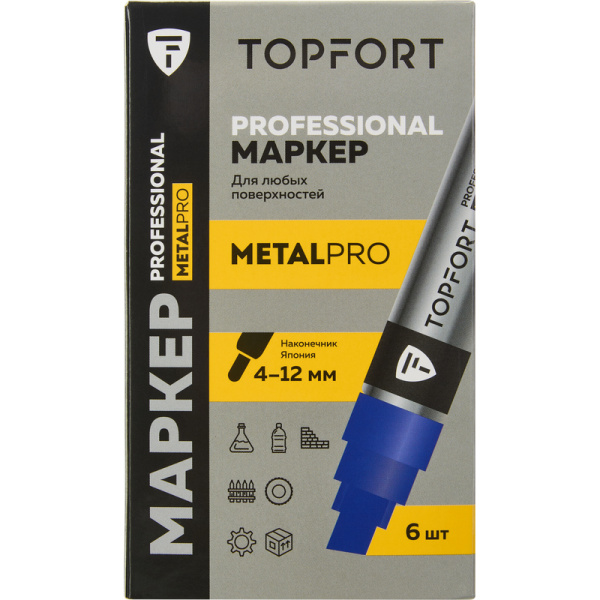 Маркер промышленный TOPFORT MetalPro для универсальной маркировки синий  (4-12 мм)