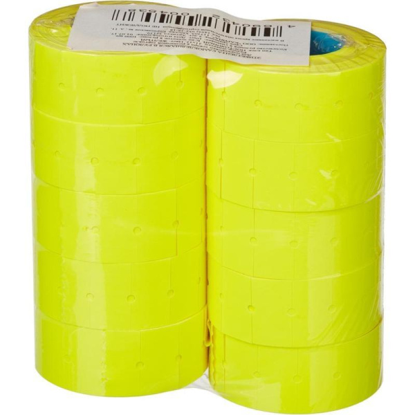 Этикет-лента прямоугольная желтая 21.5х12 мм (10 рулонов по 1000 этикеток)